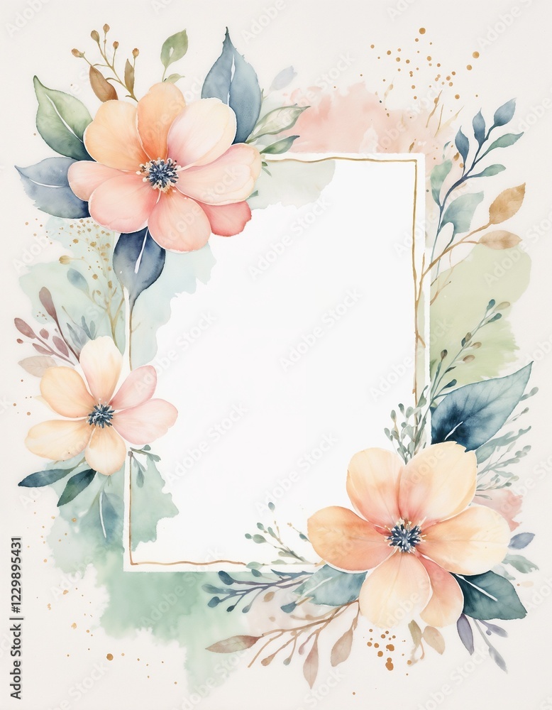 Fototapeta premium Floral frame design with delicate flowers and copy space for text, ideal for Women's Day and Mother's Day