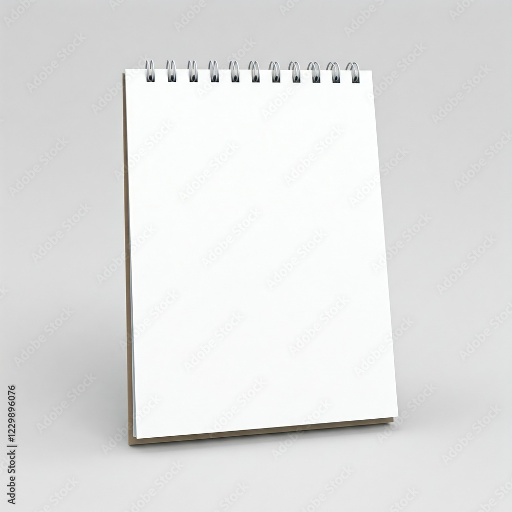 blank white notebook on white background. Blank realistic spiral bound notepad mockup on light grey background. blank white notebook on white background. Blank realistic spiral bound notepad mockup on light grey background.