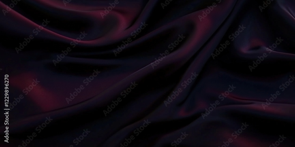 Fototapeta premium Elegant Silk Fabric in Shades of Black, Dark Gray, and Burgundy with a Subtle Hint of Purple for Luxurious Designs and Textiles