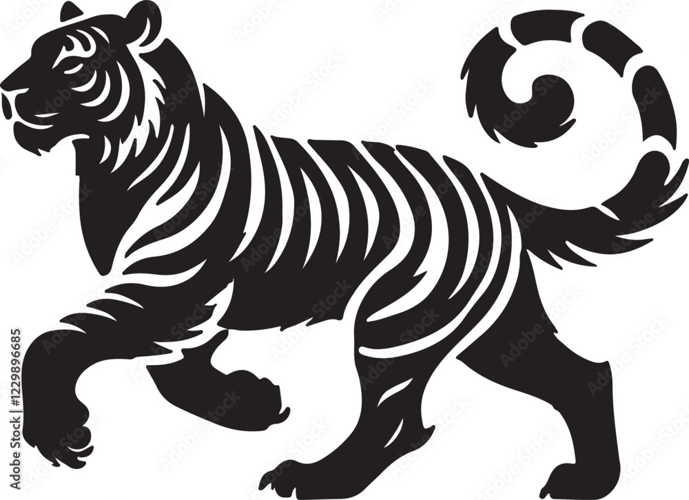Tiger Silhouette isolated on white background Minimalist tiger vector shape icon Tiger Silhouette isolated on white background Minimalist tiger vector shape icon