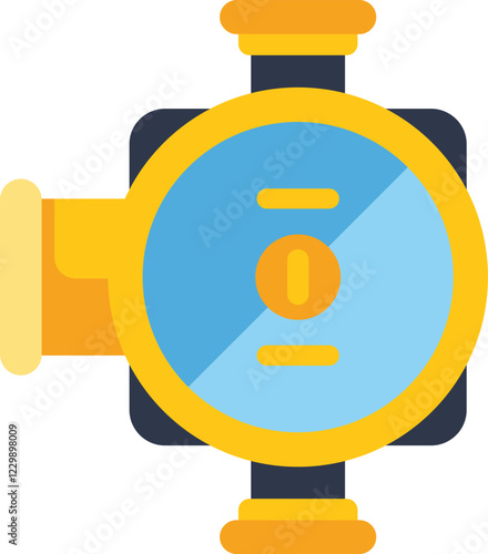 Water pump icon representing plumbing system for irrigation, pressure system, water circulation or sewage