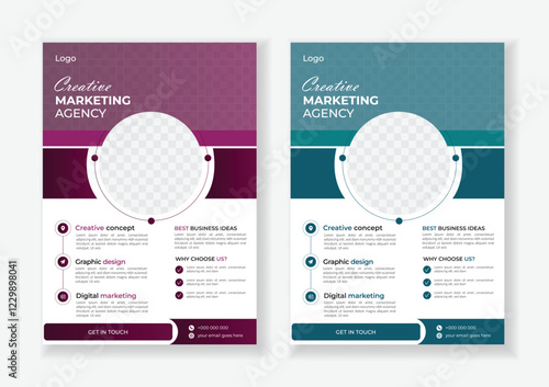 a bundle of 4 templates of different colors a4 flyer template, modern business flyer template, abstract business flyer and creative design, IT company flyer and editable vector template desig