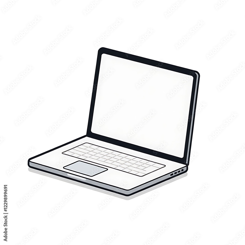clip art vector minimalist laptop open in isolated background, generative ai clip art vector minimalist laptop open in isolated background, generative ai
