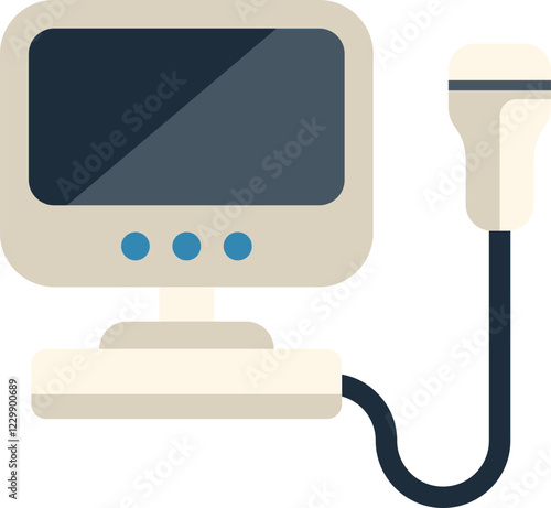 Ultrasound machine displaying medical scan results icon