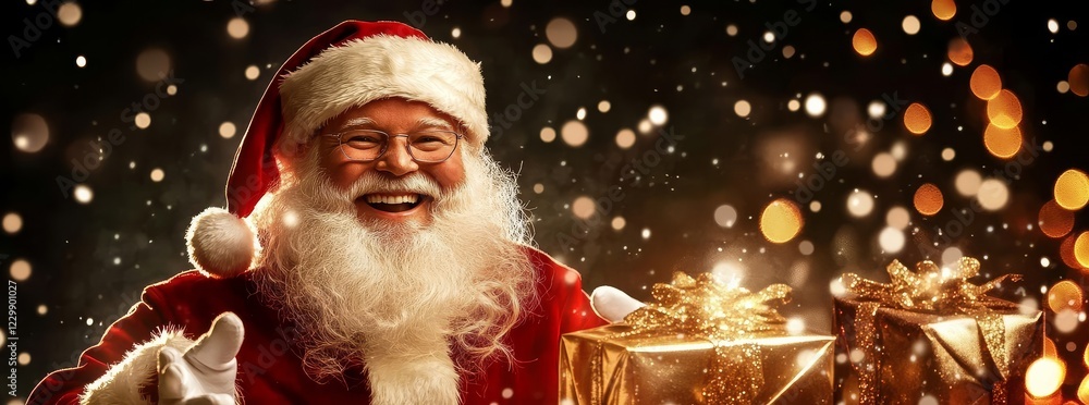 Magical Christmas vibes with Santa in a blurred background. Magical Christmas vibes with Santa in a blurred background.