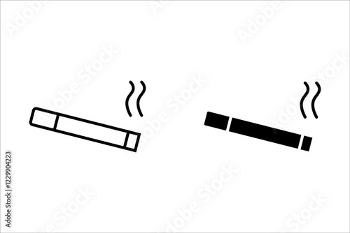 Cigarette vector icon in solid and outline style on white background