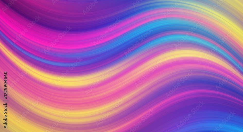 Fototapeta premium Abstract Rainbow Waves: A vibrant and dynamic abstract background featuring flowing, wavy lines in a spectrum of bright colors, including pink, blue, and yellow. This image evokes a sense of energy.
