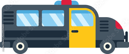 Airport shuttle bus is waiting with its door open for passengers