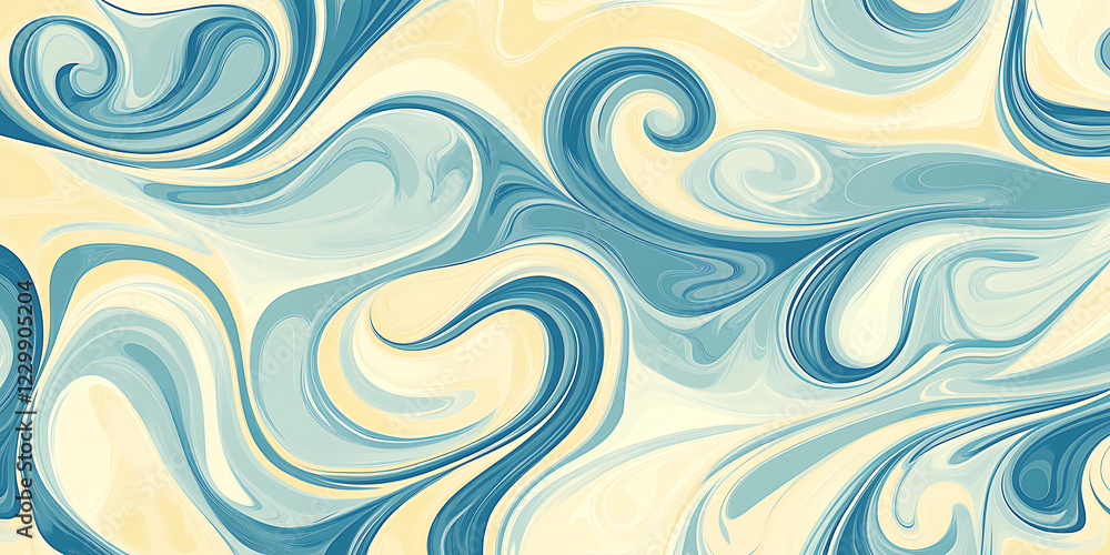 A captivating abstract design showcasing swirling, marbled patterns in light teal and cream tones A captivating abstract design showcasing swirling, marbled patterns in light teal and cream tones