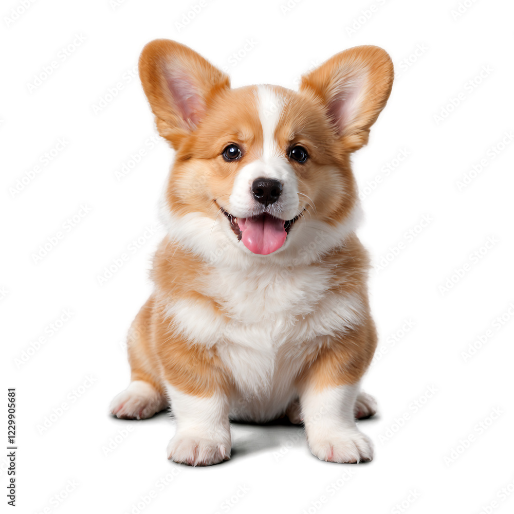 Adorable corgi puppy sitting with short legs and fluffy tail isolated on a clean PNG background, showcasing the playful and lovable nature of this breed, ideal for pet-themed designs, animal illustrat Adorable corgi puppy sitting with short legs and fluffy tail isolated on a clean PNG background, showcasing the playful and lovable nature of this breed, ideal for pet-themed designs, animal illustrat