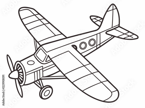 Coloring Page of a Detailed Four-Engine Airplane