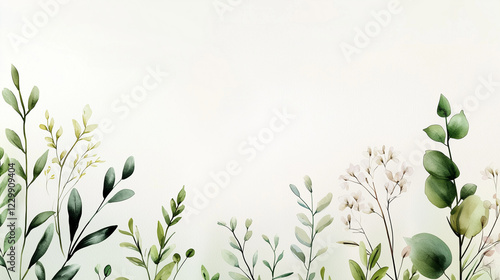 Wallpaper Mural Soothing Botanical Illustrations of Lush Greenery and Flowers Torontodigital.ca