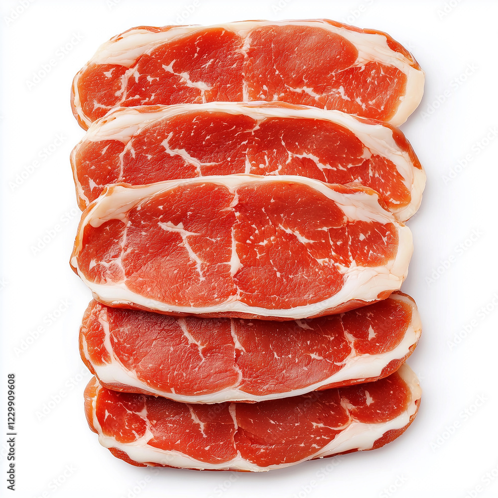 Slices of Raw Marbled Beef Isolated on White Background
Slices of Raw Marbled Beef Isolated on White Background