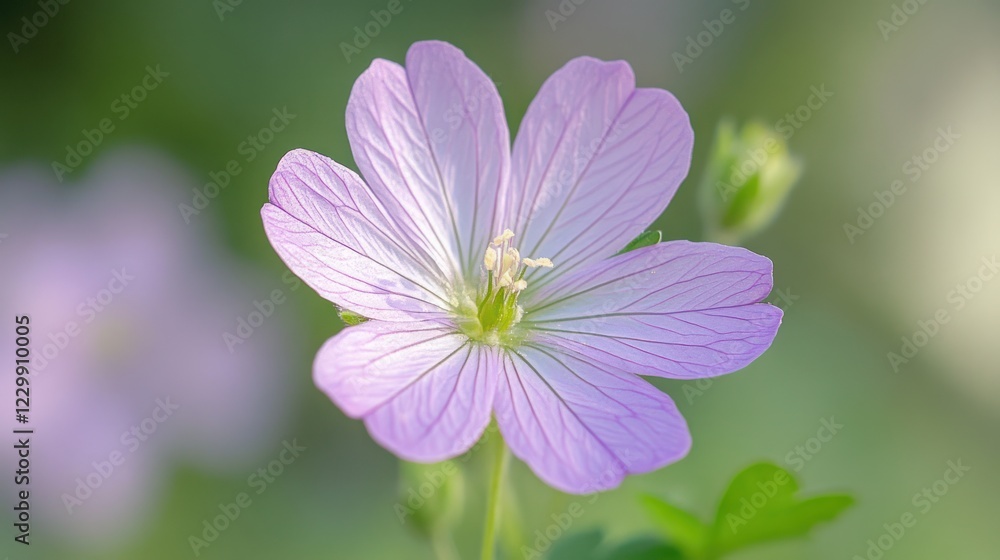 Delicate pale pink flower with visible veins and blurred background. Delicate pale pink flower with visible veins and blurred background.
