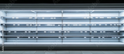 Empty Supermarket Refrigerated Shelves: A Sign of Shortages photo