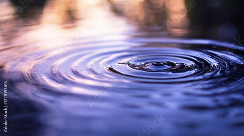 Wallpaper Mural Serene Water Drop Ripples: A Tranquil Sunset Reflection Torontodigital.ca