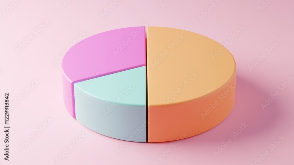 Obraz premium Pastel Pie Chart: Data Visualization in Soft Hues