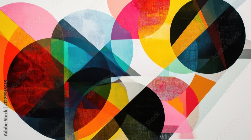 Obraz premium Abstract Colorful Circles and Geometric Shapes in Modern Art