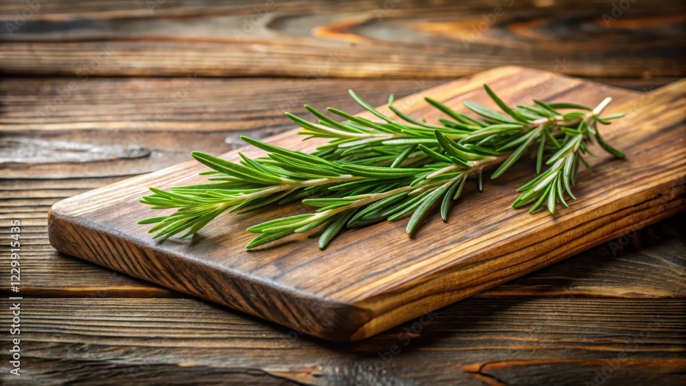 Fresh rosemary sprig on a wooden cutting board , foliage, nature, foliage, nature, cooking, fresh rosemary, herbs, botanical Fresh rosemary sprig on a wooden cutting board , foliage, nature, foliage, nature, cooking, fresh rosemary, herbs, botanical