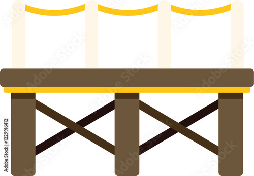 Simple wooden pier with railings extending over a body of water