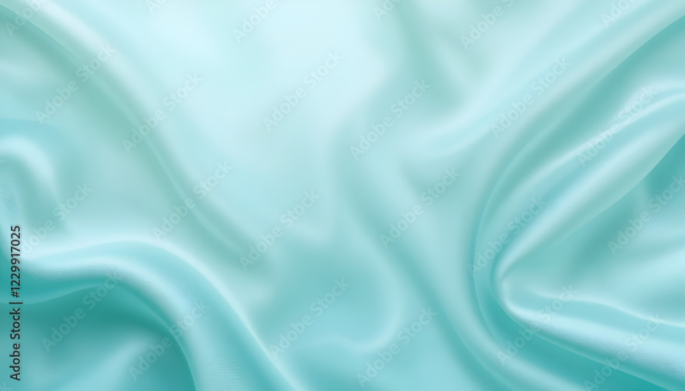 Obraz premium Light pale blue green abstract background with space for design. Mint color. Silk fabric surface