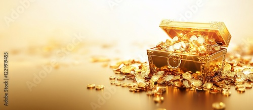 Golden Treasure Chest Overflowing with Riches photo