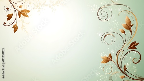 Elegant Brown Floral Design on Mint Background