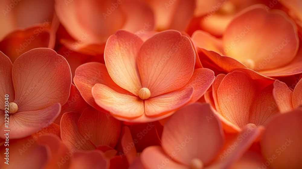Vibrant coral petals floral arrangement nature soft lighting close-up beauty and tranquility