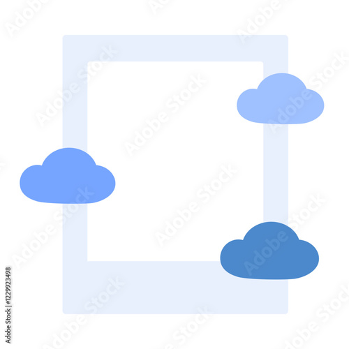 Cute clouds polaroid photo frame template. Flat decorative vector design isolated illustration.