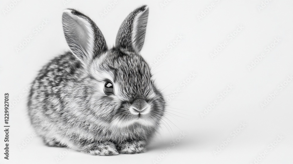 Obraz premium Adorable Baby Bunny in Monochrome Photography