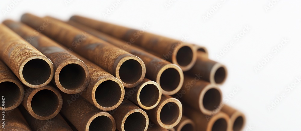 Rusty Metal Pipes Stock Photo: A Close-Up View of a Pile of Oxidized Steel Tubes Rusty Metal Pipes Stock Photo: A Close-Up View of a Pile of Oxidized Steel Tubes