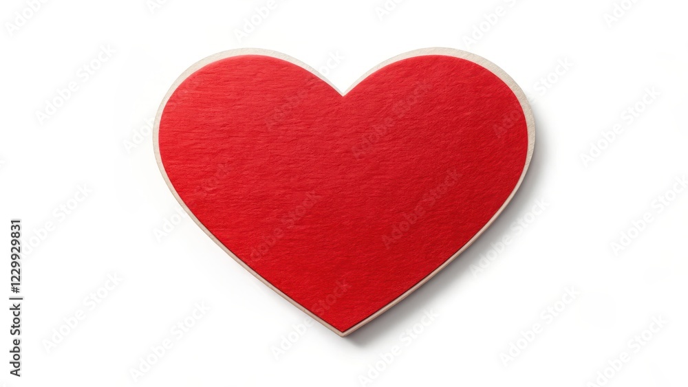 A red heart-shaped sticker isolated on a white background with subtle texture, surrounded by empty space , red heart shape sticker, Valentine's Day decoration A red heart-shaped sticker isolated on a white background with subtle texture, surrounded by empty space , red heart shape sticker, Valentine's Day decoration