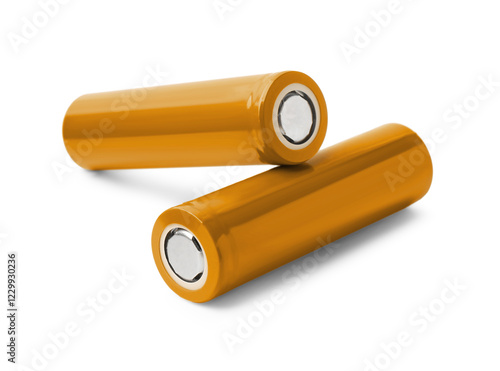 Orange AA alkaline batteries isolated on white photo