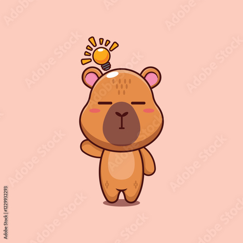 capybara mascot cartoon character vector illustration get an idea.