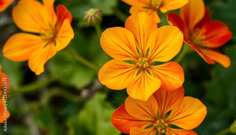 macro photography of nasturtium flowers with bright petals macro photography of nasturtium flowers with bright petals