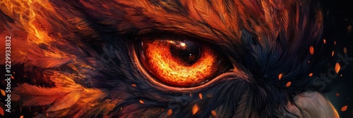 Fiery Avian Gaze: A Digital Painting of an Eagle's Eye