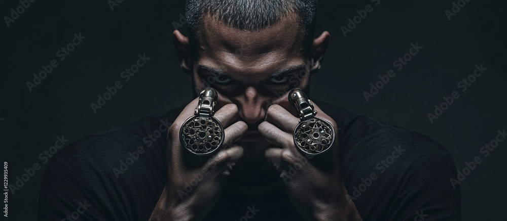 Intense Gaze: A Portrait of Strength and Mystery Intense Gaze: A Portrait of Strength and Mystery
