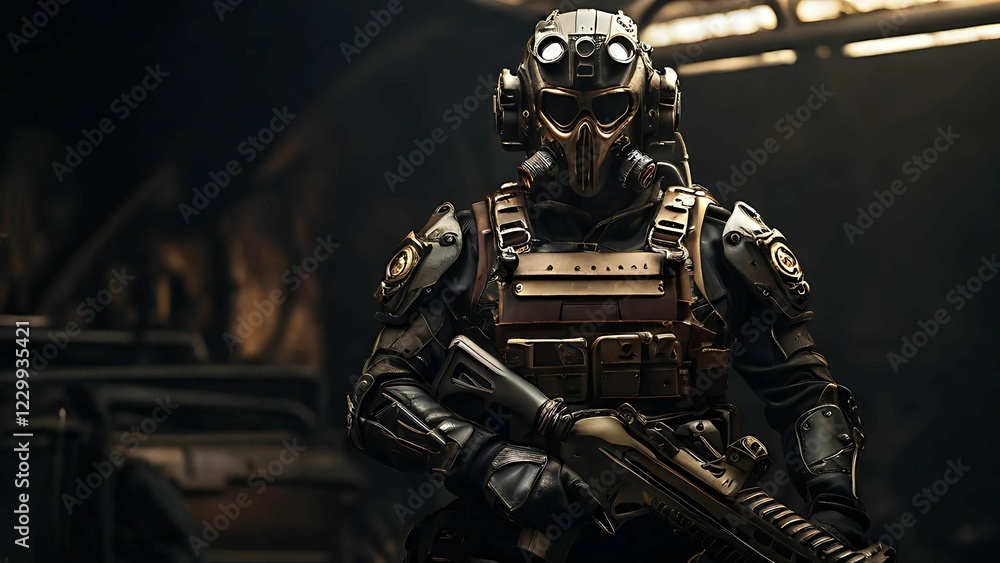 Fototapeta premium A soldier with his gun