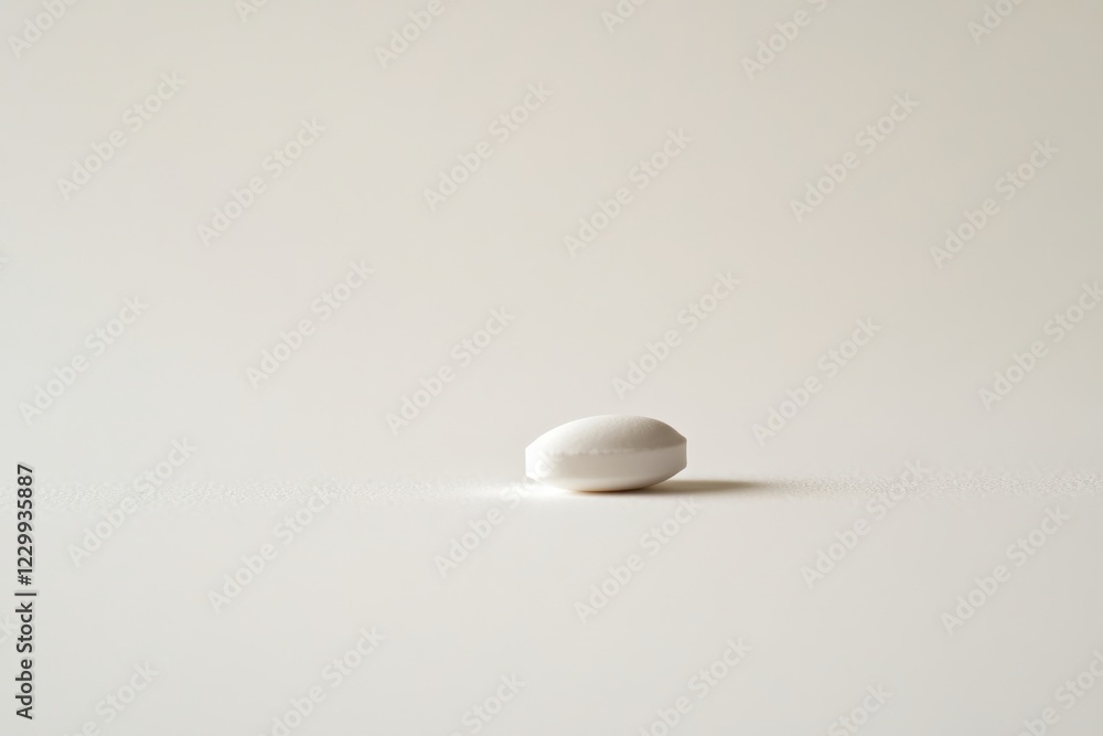 White pill placed on a smooth surface in a minimalistic setting during daylight White pill placed on a smooth surface in a minimalistic setting during daylight