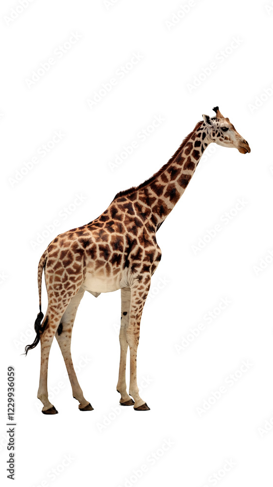 Obraz premium Standing giraffe full-body on transparent background.