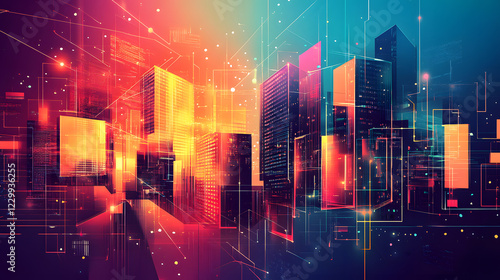 vector, geometric shapes, proptech, real estate, fintech, innovation, digital transformation