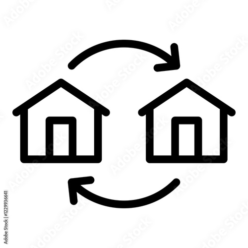 Home change icon. Vector line icon