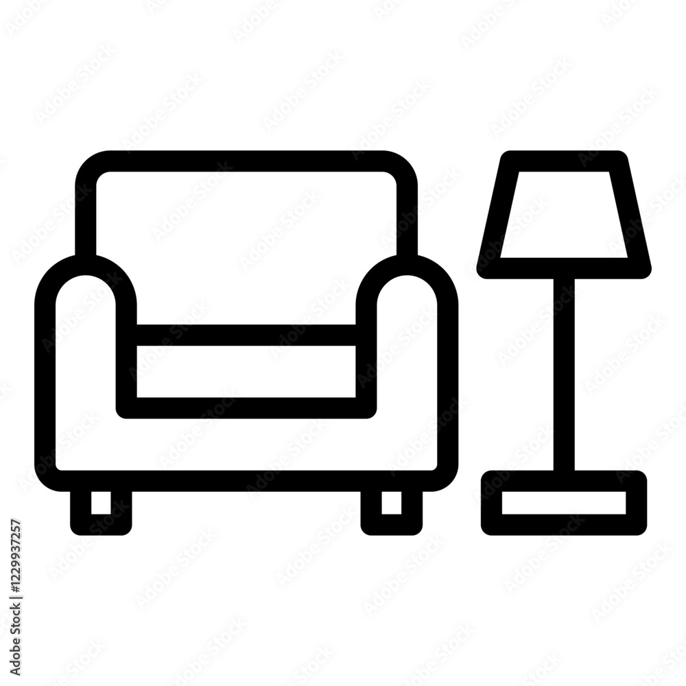 Living room icon. Vector line icon Living room icon. Vector line icon
