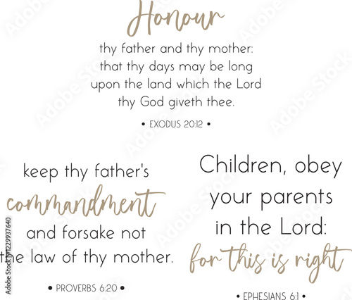 Honoring Parents Family Bible Verses vector illustration