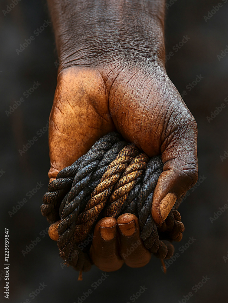 Hand gripping a rope Hand gripping a rope