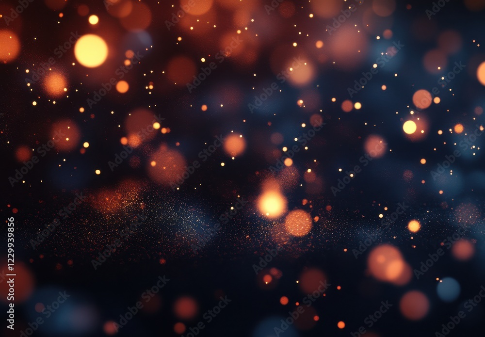 Obraz premium Abstract background with sparkling orange and blue bokeh lights creating a mesmerizing visual effect ideal for festive and artistic designs.