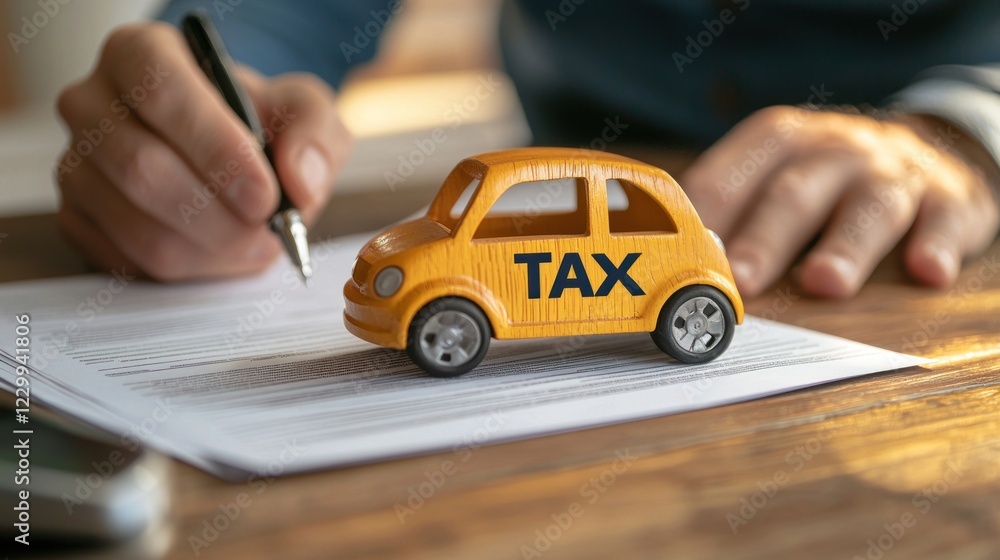 custom made wallpaper toronto digitalCar Tax Form Filling: A Close-Up View of Tax Document and Toy Car