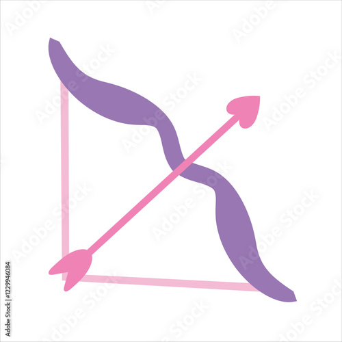 Valentine love arrow bow object on white background. Vector object design element for Valentine's day