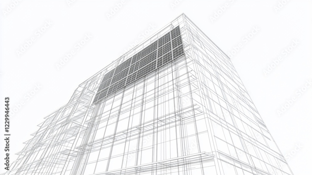 Architectural Design: Modern Building Wireframe Architectural Design: Modern Building Wireframe