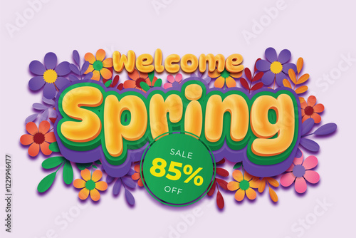 A poster for spring sale with editable text effect
